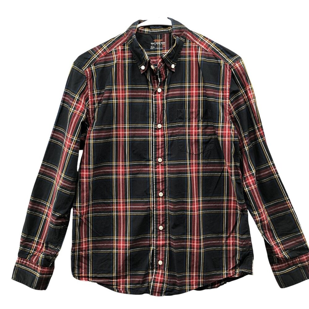 Crewcuts Tartan Plaid Button Down Shirt Boys 14 Youth Red‎ Black Long Sleeve